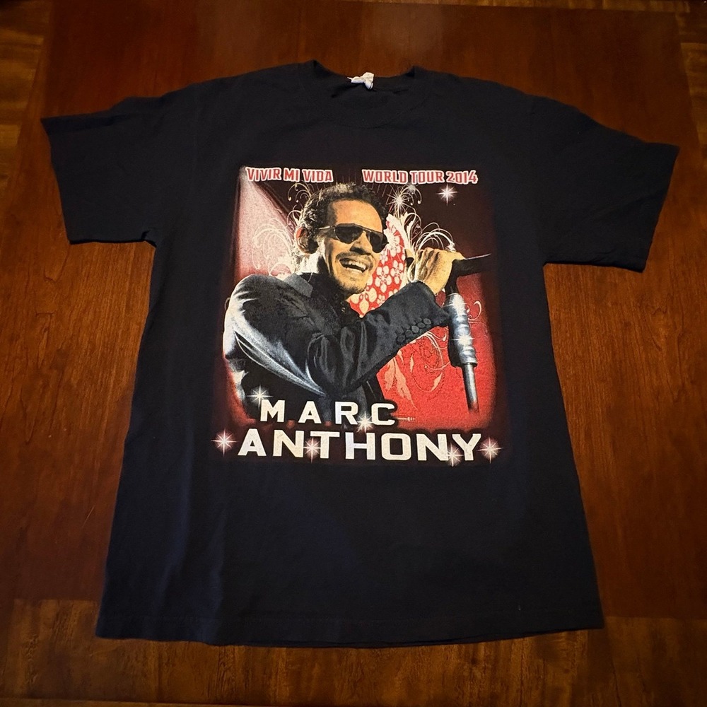 Marc Anthony Vivir Mi Vida World Tour 2014 T-Shirt‎ Medium M Jerzees Salsa Latin